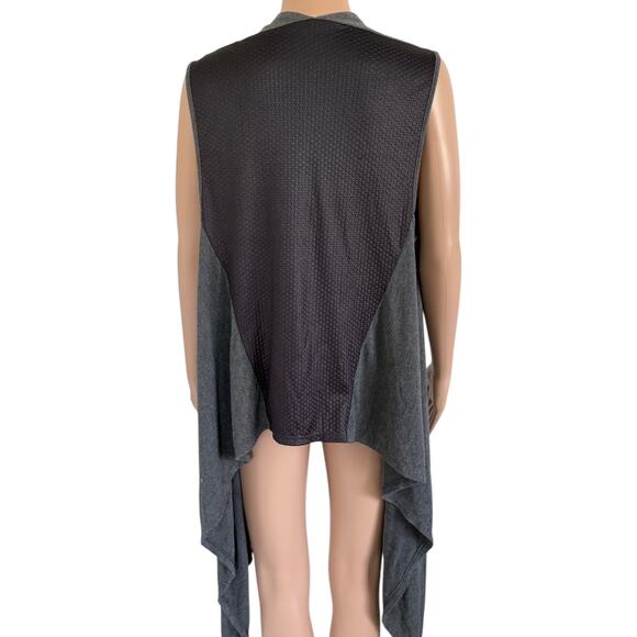 Y2K Dark Gray Rhinestone Boho Duster Vest Longline Grunge Open Front Layering L - Picture 5 of 7